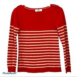 Atmosphere Red Tan Striped Long Sleeve Sweater Top